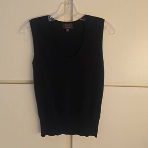 Pure Collection Black 100% Cashmere Knitted Tank,Scoop Neck, Pre-Owned, Sz. 4